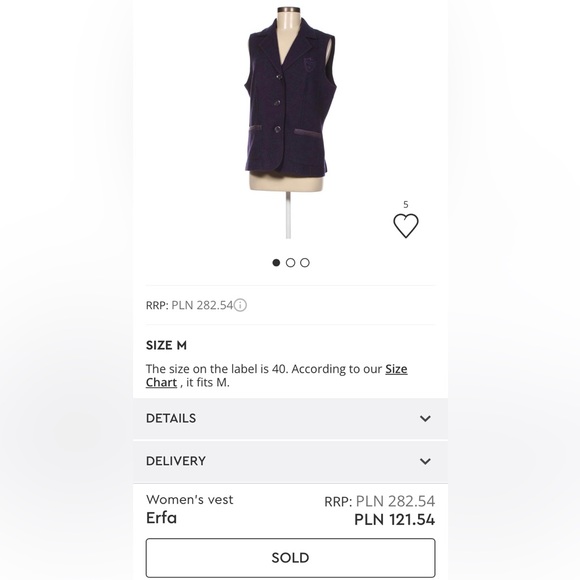 Vtg Erfo red vest, button down, pockets, blend polyester/wool Size L - Picture 13 of 17